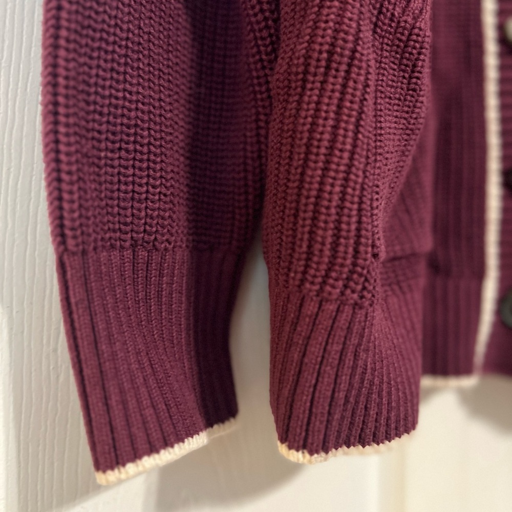 Old Navy Burgundy Cardigan with Cream Trim NWOT - Picture 5 of 7